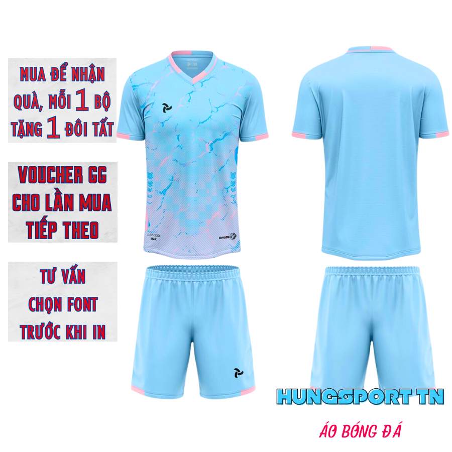 Quần áo bóng đá thiết kế, đồ đá banh không logo, in tên số áo bóng đá theo yêu cầu Justplay Cross 2 biển HUNGSPORT TN