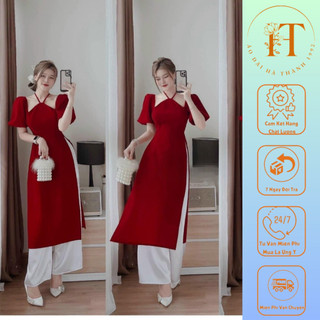 Áo Dài Cách Tân Nhung Cổ Yếm Mẫu Mới Hot Siêu Xinh, Xưởng Áo Dài Thu Phương Cam Kết Chất Lượng Chuẩn Phom Dáng