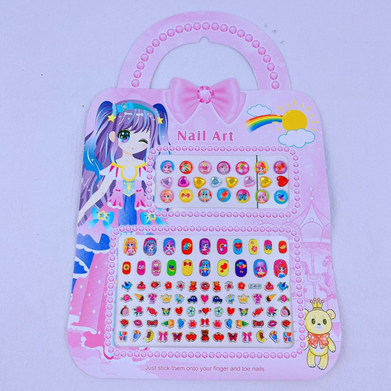 Miếng dán móng tay và dán hoa tai cho bé, sticker dán móng tay và hoa tai dán kết hợp