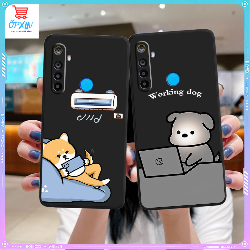 Realme 5 / C3 REALME 5 PRO Cạnh Vuông Bảo Vệ Cam /in hình Dog Cat