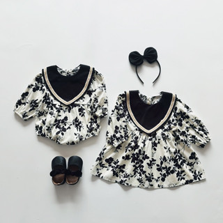 April bébé - Bodysuit KÈM NƠ đen trắng thu đông cao cấp phong cách Hàn - Quần áo trẻ em, Váy bé gái