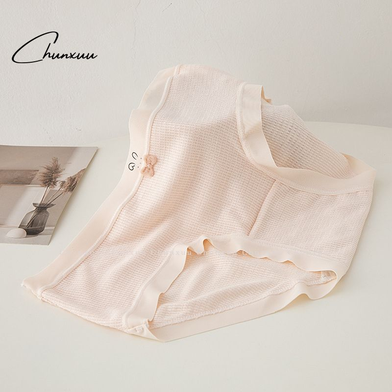 Quần Lót Nữ ChunXuu Cotton Mỏng Nhẹ Thoáng Khí Gân Co Dãn Phối Viền Su Đính Nơ- QC156