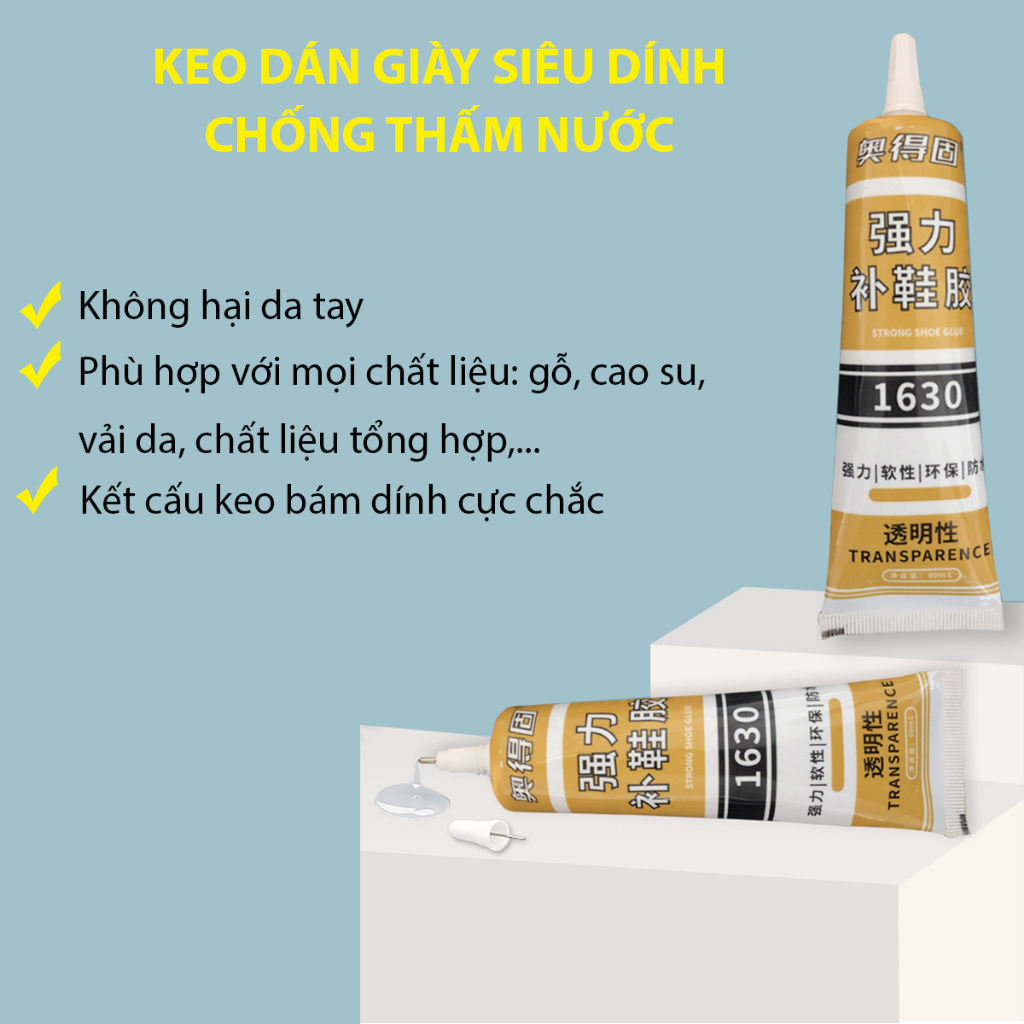 Keo dán giày thể thao giày da túi da gỗ trong suốt siêu dính không thấm nước chuyên dụng_Keo dán