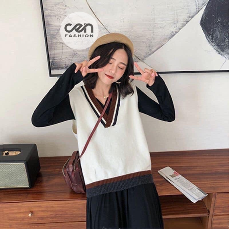 Áo gile phối viền siêu xinh dễ thương | BigBuy360 - bigbuy360.vn