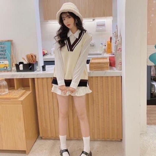 Áo gile phối viền siêu xinh dễ thương