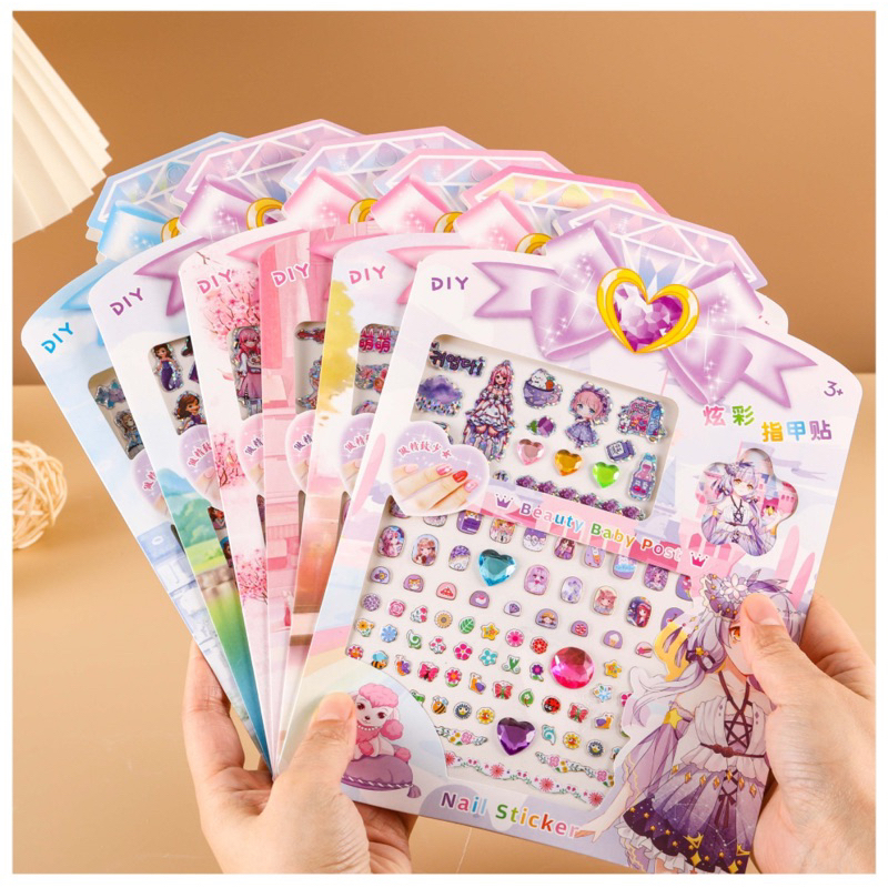 Miếng dán móng tay và dán hoa tai cho bé, sticker dán móng tay và hoa tai dán kết hợp