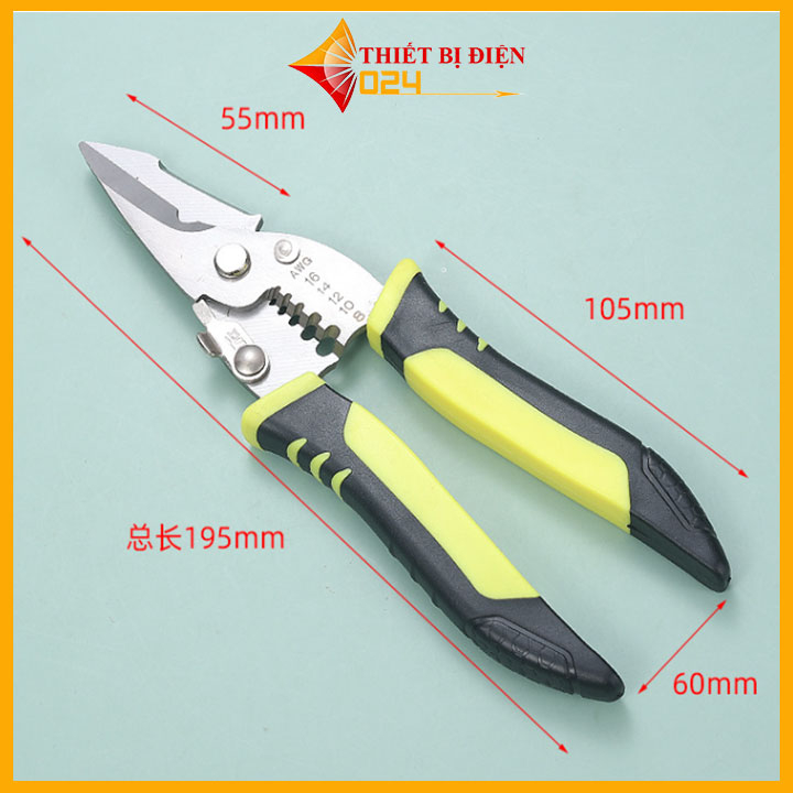 Kéo cắt dây điện đa năng 3 trong 1-Kìm tuốt dây điện cao cấp tích hợp bấm cos-tuốt dây-cắt dây