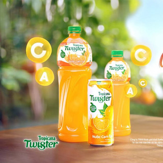 Combo 3 Nước cam chai Twister Tropicana 1L - Combo 6 lon Nước cam chai Twister Tropicana 330ml.