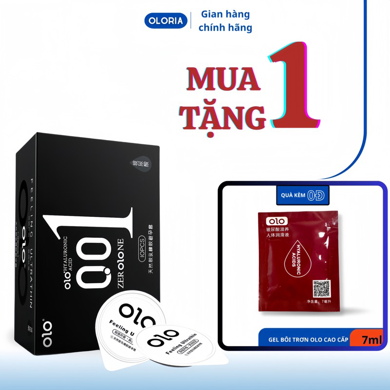 Bao cao su OLO siêu mỏng, kéo dài thời gian, nhiều gel bôi trơn, hộp 10 bcs
