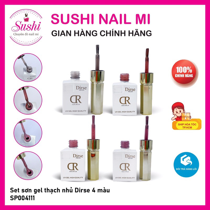 Set sơn gel mắt mèo, thạch, thạch nhủ Dirse 4 màu - chuẩn tone Hàn kèm bảng màu – Sushi nail mi