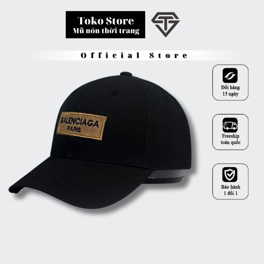 Mũ lưỡi trai màu đen thêu Logo 𝘽𝙖𝙡𝙚𝙣 𝙋𝙖𝙧𝙞𝙨 dành cho nam nữ Free size
