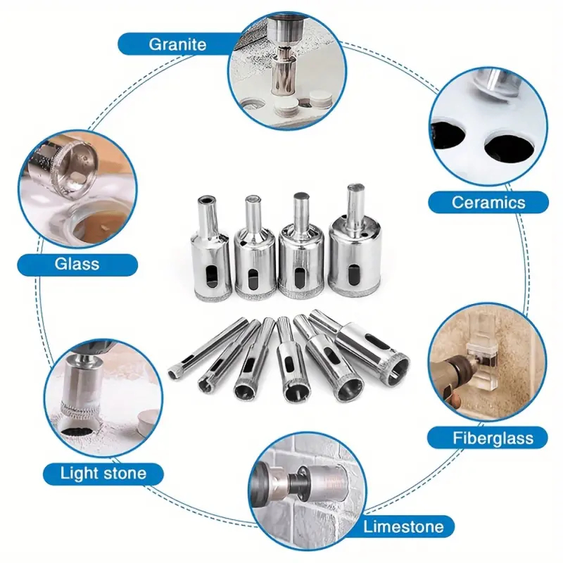 Mũi khoan đa năng me kim cương khoan khoét lỗ tròn kính kiếng gạch men đá cứng bê tông gốm sứ 35mm đến 80mm