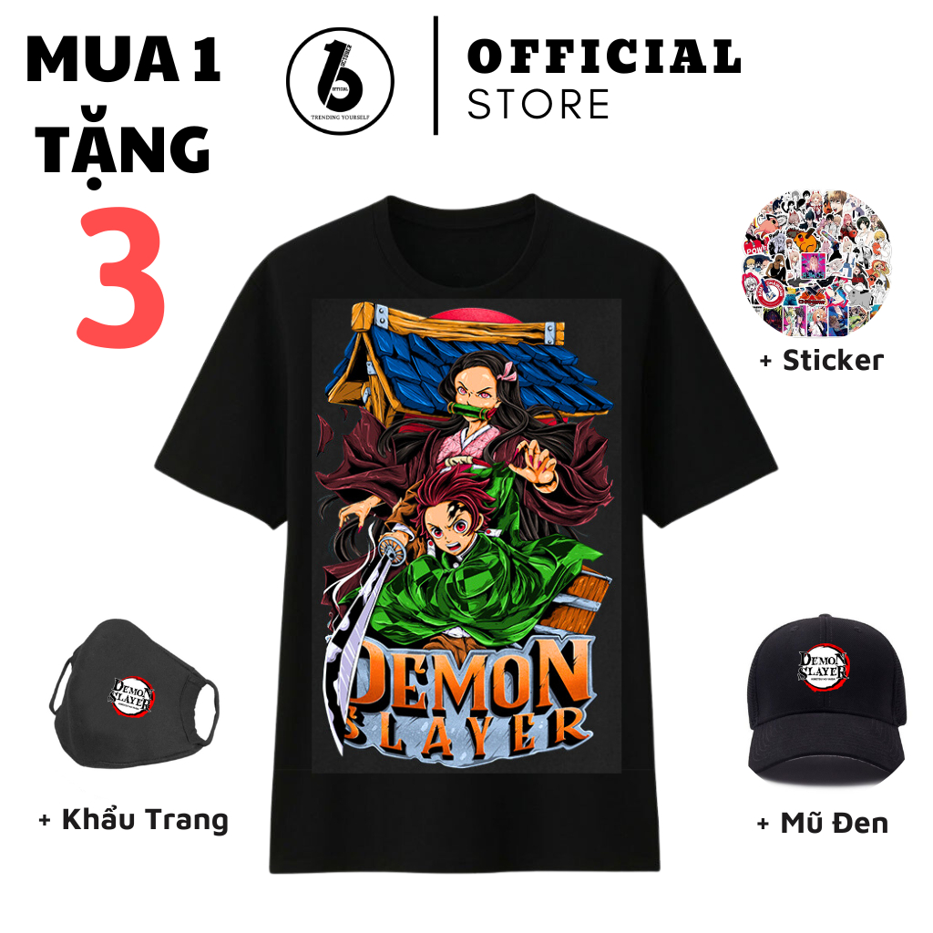 Áo Kimetsu No Yaiba, Áo Demon Slayer Tanjiro, Inosuke, Nezuko, Zenitsu Mua 1 Tặng 3, Hình in cực sắc nét