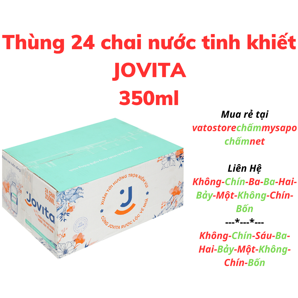 Thùng 24 chai nước tinh khiết JOVITA 350ml / Lốc 6 chai nước tinh khiết JOVITA 350ml