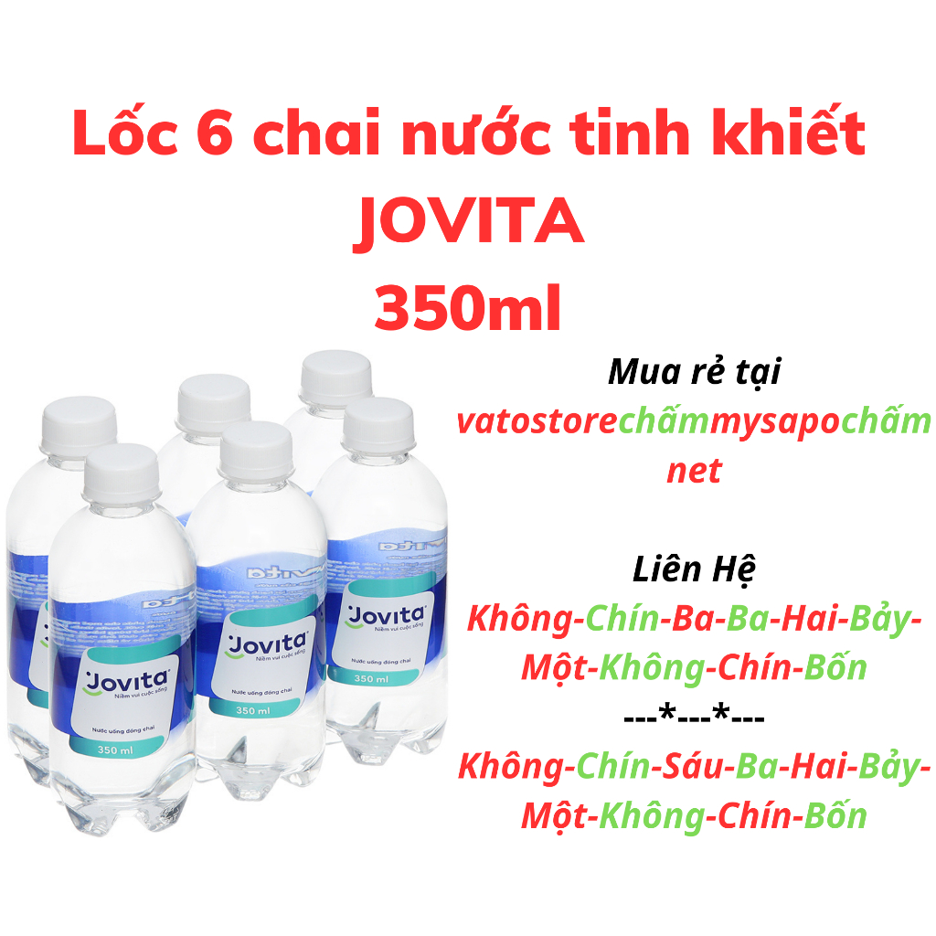 Thùng 24 chai nước tinh khiết JOVITA 350ml / Lốc 6 chai nước tinh khiết JOVITA 350ml