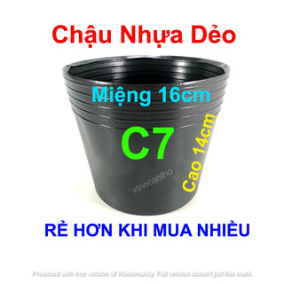 Chậu nhựa C7 đen trồng cây, ươm cây giống