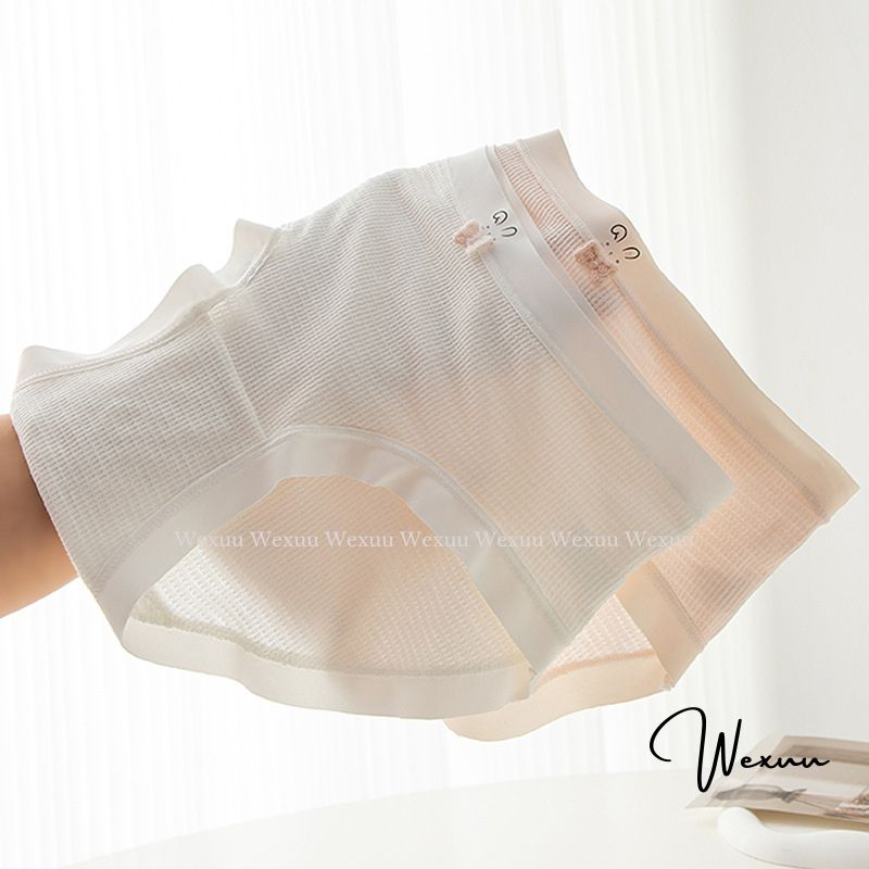 Quần lót nữ cotton WEXUU họa tiết thỏ đính nơ xinh xắn phối viền su mềm mại co giãn thoải mái thoáng khí - QC156