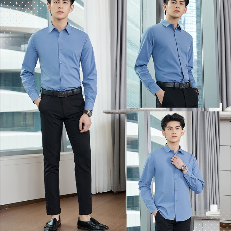 Áo sơ mi nam dài tay TH chất vãi lụa không nhăn mềm mịn