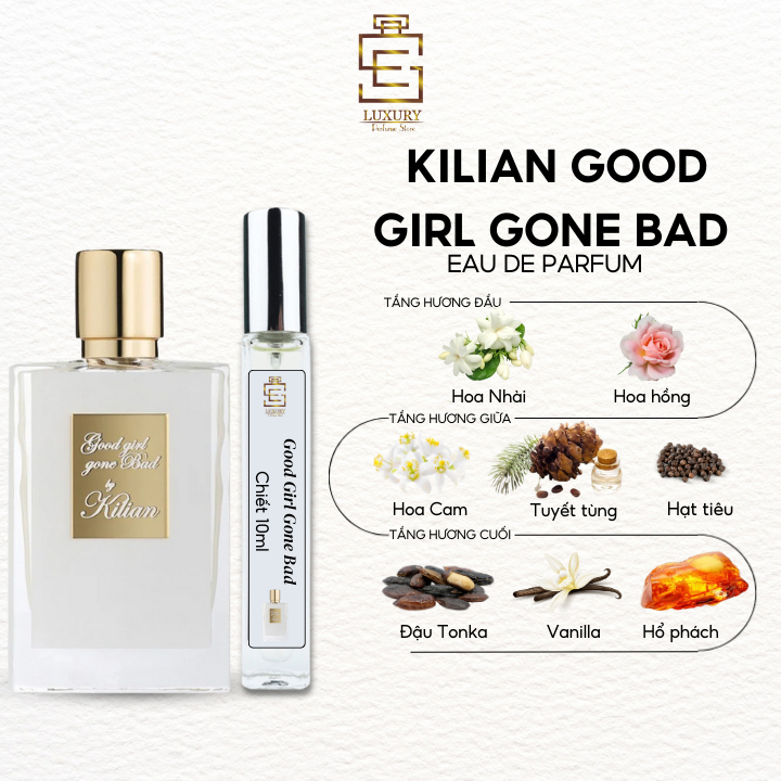 nước hoa chiết nam nữ rắn trắng Kilian good girl gone bad EDP 10ml, nước hoa unisex chính hãng Luxury