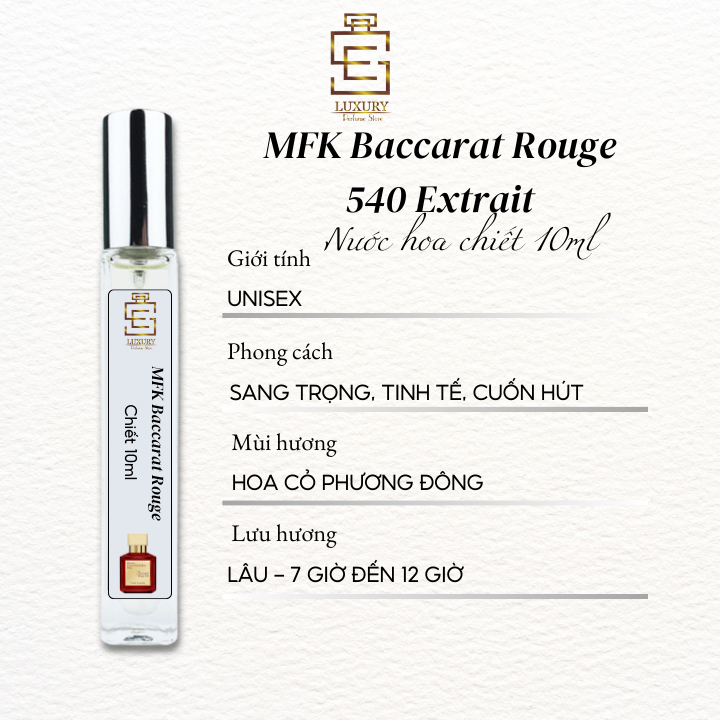 nước hoa chiết nam nữ MFK baccarat rouge 540 size mini 10ml, nước hoa nam và nữ chính hãng Luxury895 | BigBuy360 - bigbuy360.vn