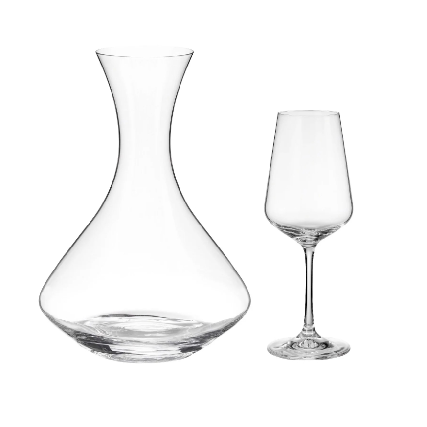Bộ bình lắc và ly rượu vang Sandra. decanter rượu vang Sandra 1500ml/350ml