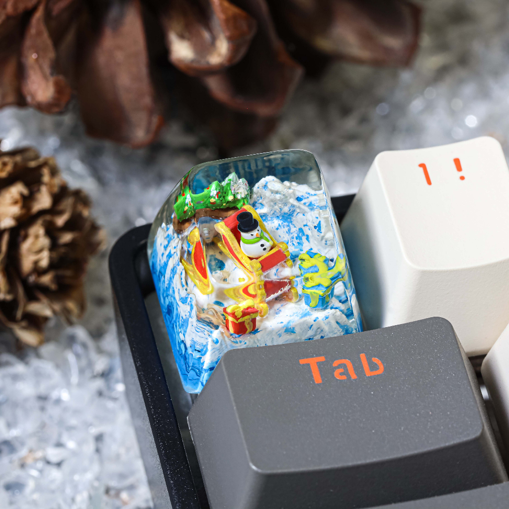 Keycap người tuyết Noel Christmas, Keycap Artisan 3D | Resin Handmade | Cherry MX | Quà Tặng Game Th