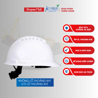Nón Bảo Hộ 3M Có Lỗ Thoáng Khí Màu Trắng H700R Kèm Lồng Nón Và Dây Quai
