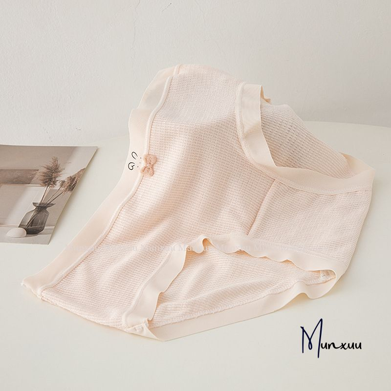 Quần lót nữ MUNXUU họa tiết thỏ đính nơ dễ thương chất cotton phối viền su mềm mại co giãn thoải mái thoáng mát - QC156
