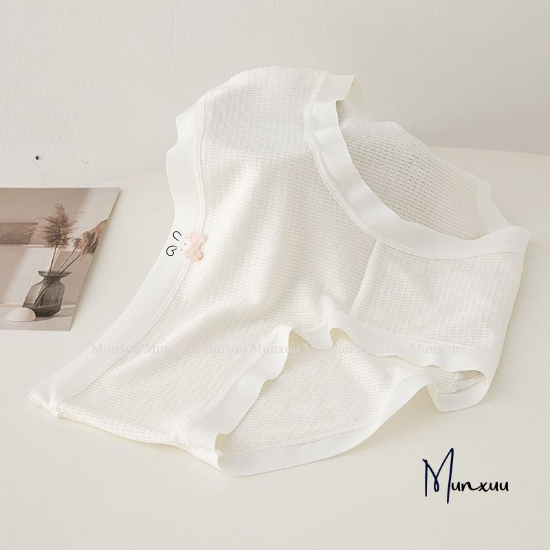 Quần lót nữ MUNXUU họa tiết thỏ đính nơ dễ thương chất cotton phối viền su mềm mại co giãn thoải mái thoáng mát - QC156