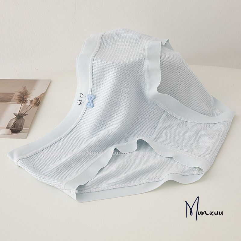 Quần lót nữ MUNXUU họa tiết thỏ đính nơ dễ thương chất cotton phối viền su mềm mại co giãn thoải mái thoáng mát - QC156