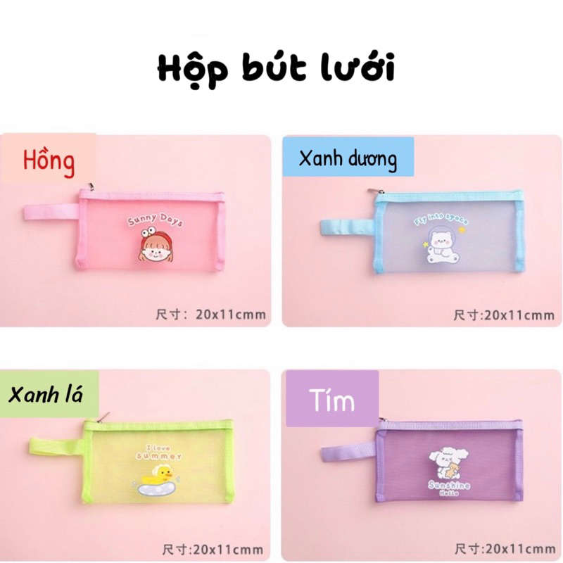 Túi lưới đựng bút hoạ tiết dễ thương xinh xắn Tiệm Ốc Sột -NH011