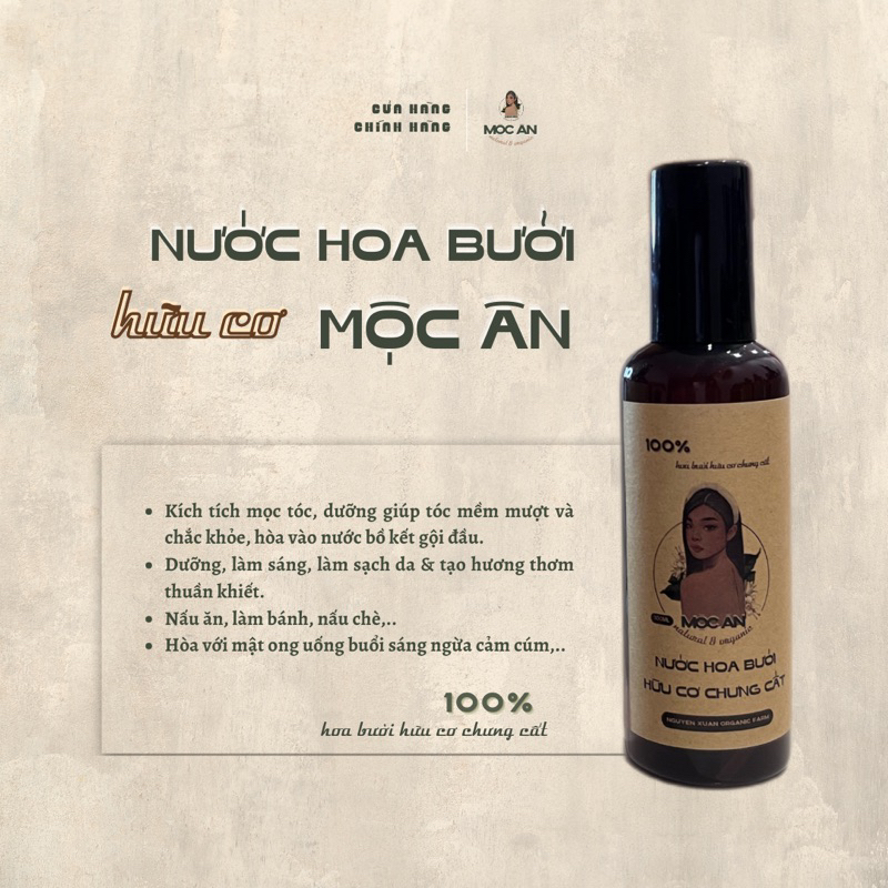 XỊT MỌC TÓC NƯỚC HOA BƯỞI HỮU CƠ MỘC ÂN