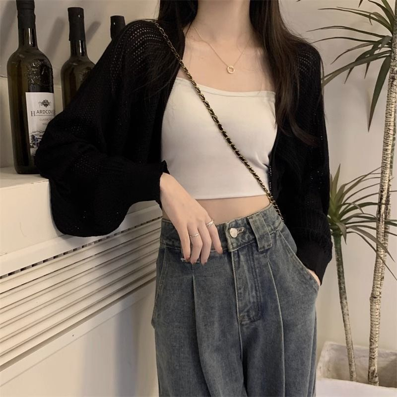Áo Khoác Len Cardigan, Áo Len Cardigan Lưới Xương Cá Phom Ngắn Dáng Rộng Trẻ Trung Năng Động Cá Tính | Vui Vẻ Shop