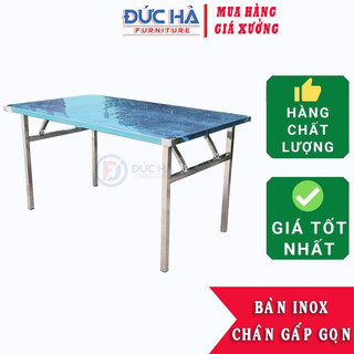 Bàn inox chữ nhật chân gấp gọn