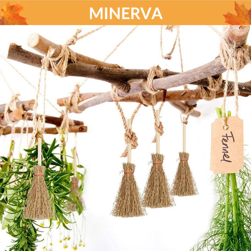 Chổi rơm mini, chổi phù thuỷ trang trí nhà búp bê, trang trí lễ hội, halloween