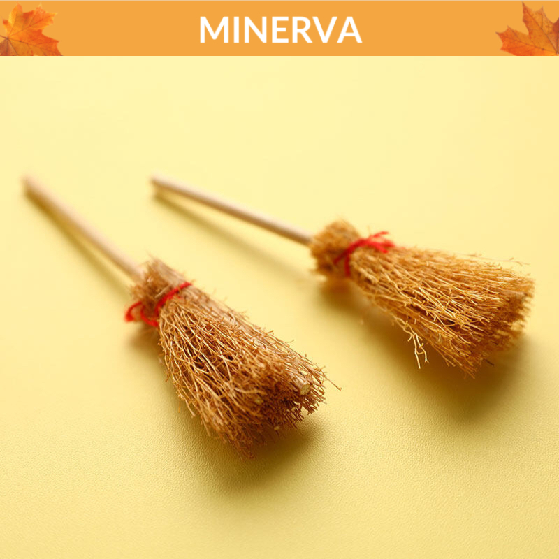 Chổi rơm mini, chổi phù thuỷ trang trí nhà búp bê, trang trí lễ hội, halloween