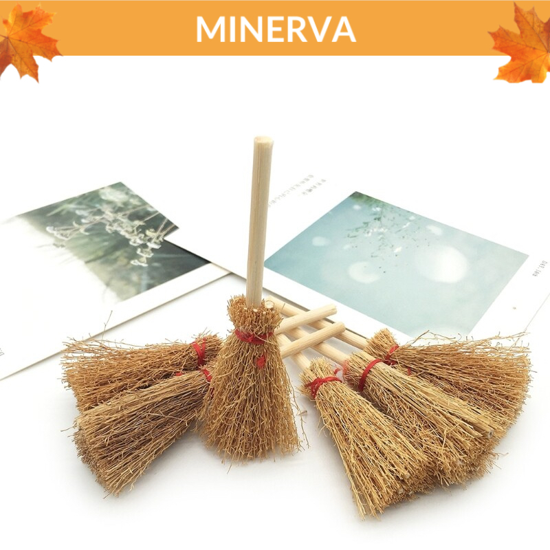 Chổi rơm mini, chổi phù thuỷ trang trí nhà búp bê, trang trí lễ hội, halloween