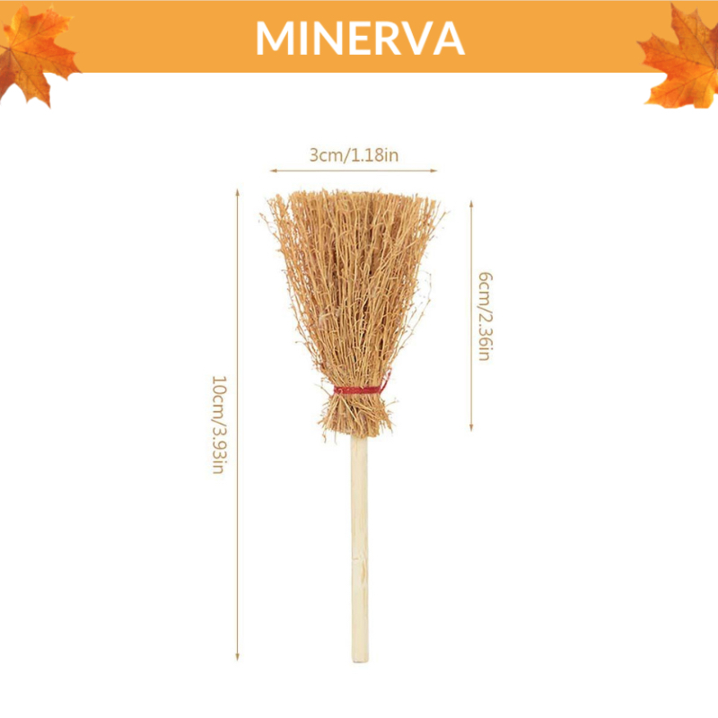 Chổi rơm mini, chổi phù thuỷ trang trí nhà búp bê, trang trí lễ hội, halloween