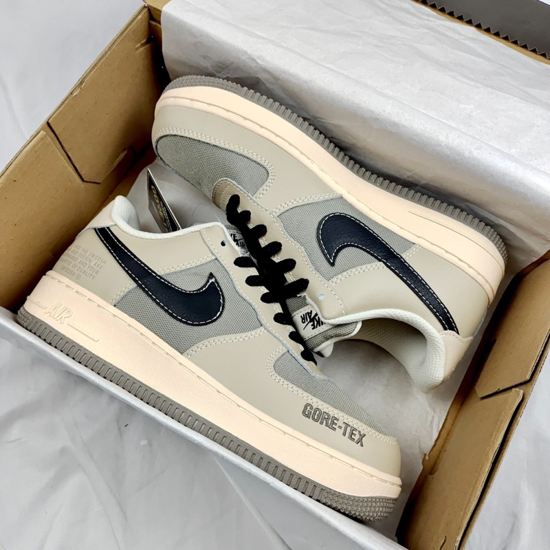 Giày Air Foce1 Low Gore Tex Cream Brown Kem Nâu Fullbox Cao Cấp