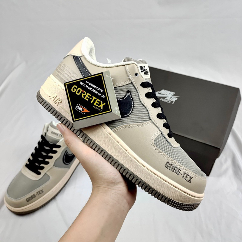 Giày Air Foce1 Low Gore Tex Cream Brown Kem Nâu Fullbox Cao Cấp