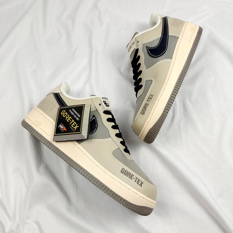 Giày Air Foce1 Low Gore Tex Cream Brown Kem Nâu Fullbox Cao Cấp