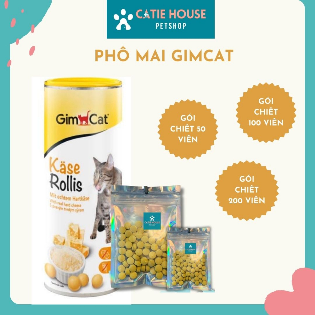Viên phô mai Gimcat Tăng Nọng, Dưỡng Lông, Cỏ Mèo Gratbits Giảm Búi Lông Cho Mèo 50 viên,100 viên