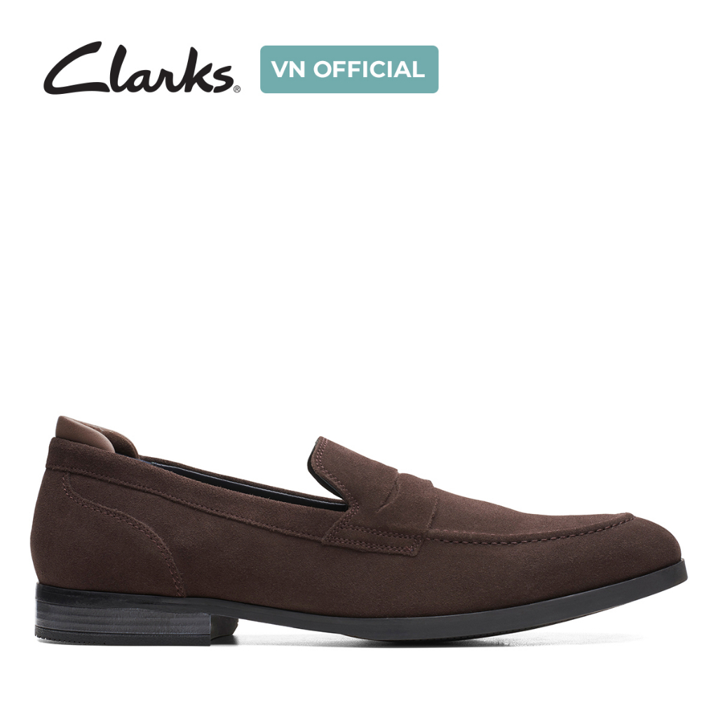 Giày CLARKS lười da lộn  Bradish Ease màu Dark Brown