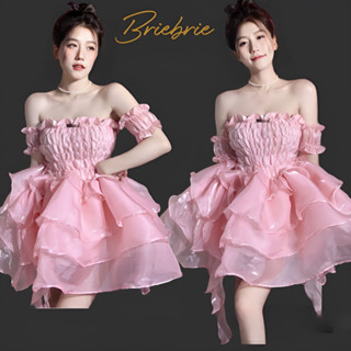 ( 6lớp ) Đầm trễ vai xoè tầng Briebrie chất liệu organza cao cấp - 459