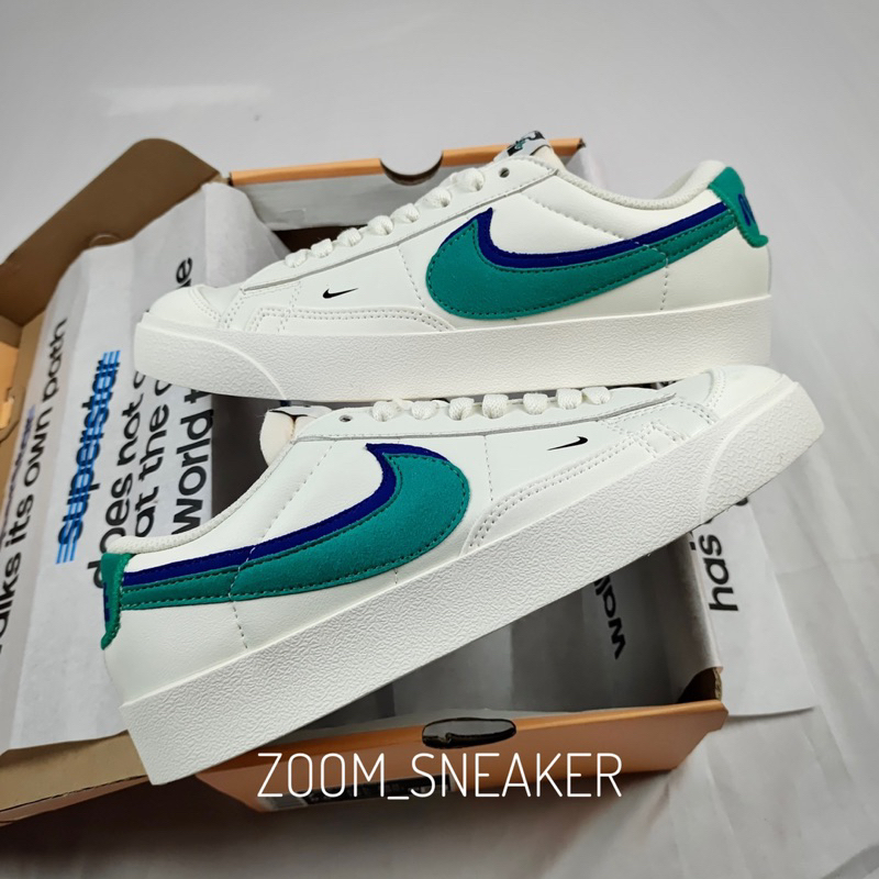 Giày Nai Blazer Double Swoosh Green White - giày balzer trắng xanh lá cao cấp
