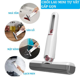 Cây lau đa năng tự vắt thông minh, Cây lau mini đa năng gấp gọn 25cm siêu thấm hút lau bàn, lau kính, lau sàn