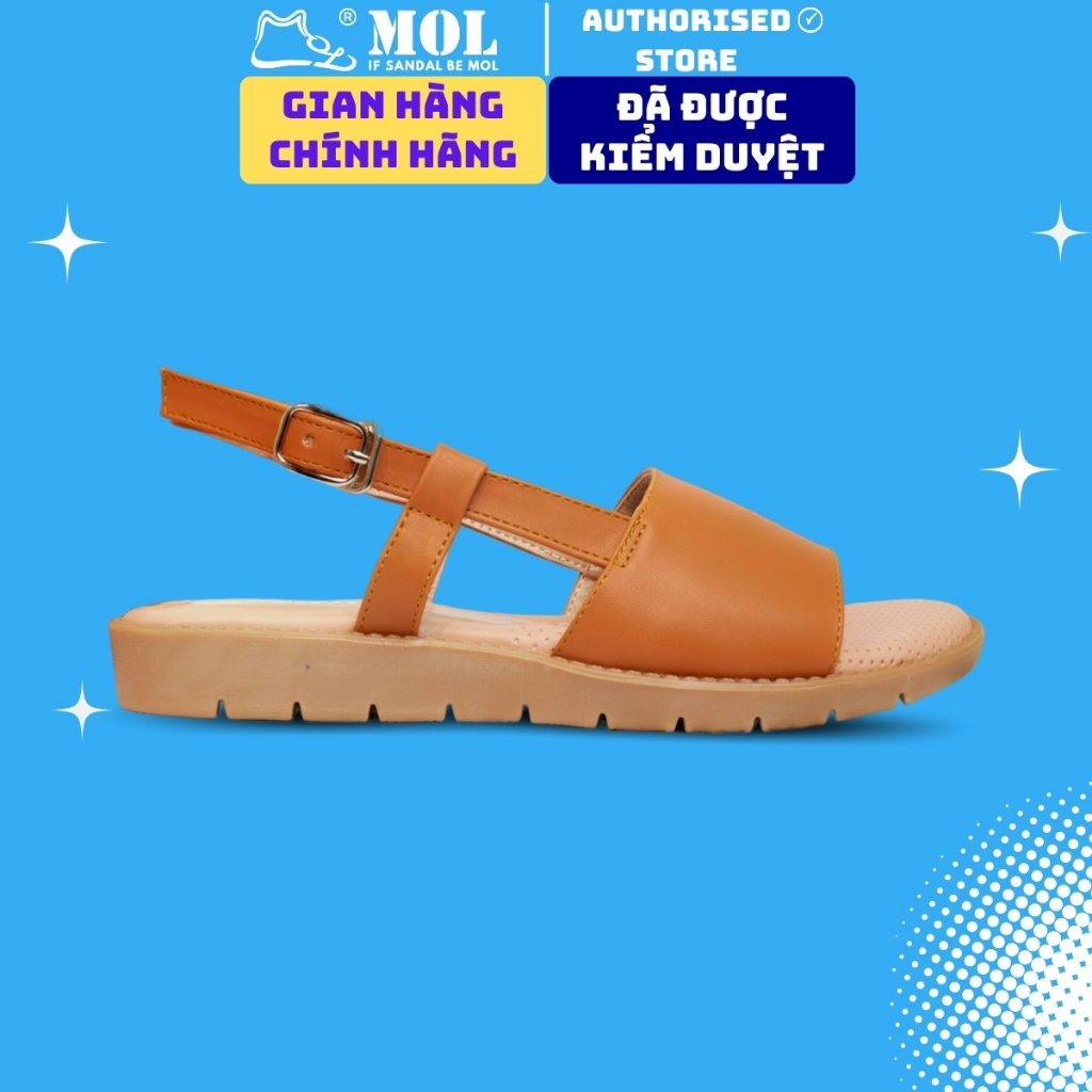 Sandal nữ chính hãng hiệu MOL quai ngang bản to MQ06Br màu nâu