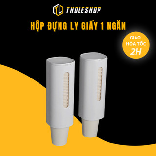 Giá Lấy Cốc Giấy Tự Động - Hộp Nhựa Rút Ly Giấy Có Nắp Đậy Treo Tường Tiện Ích 9533