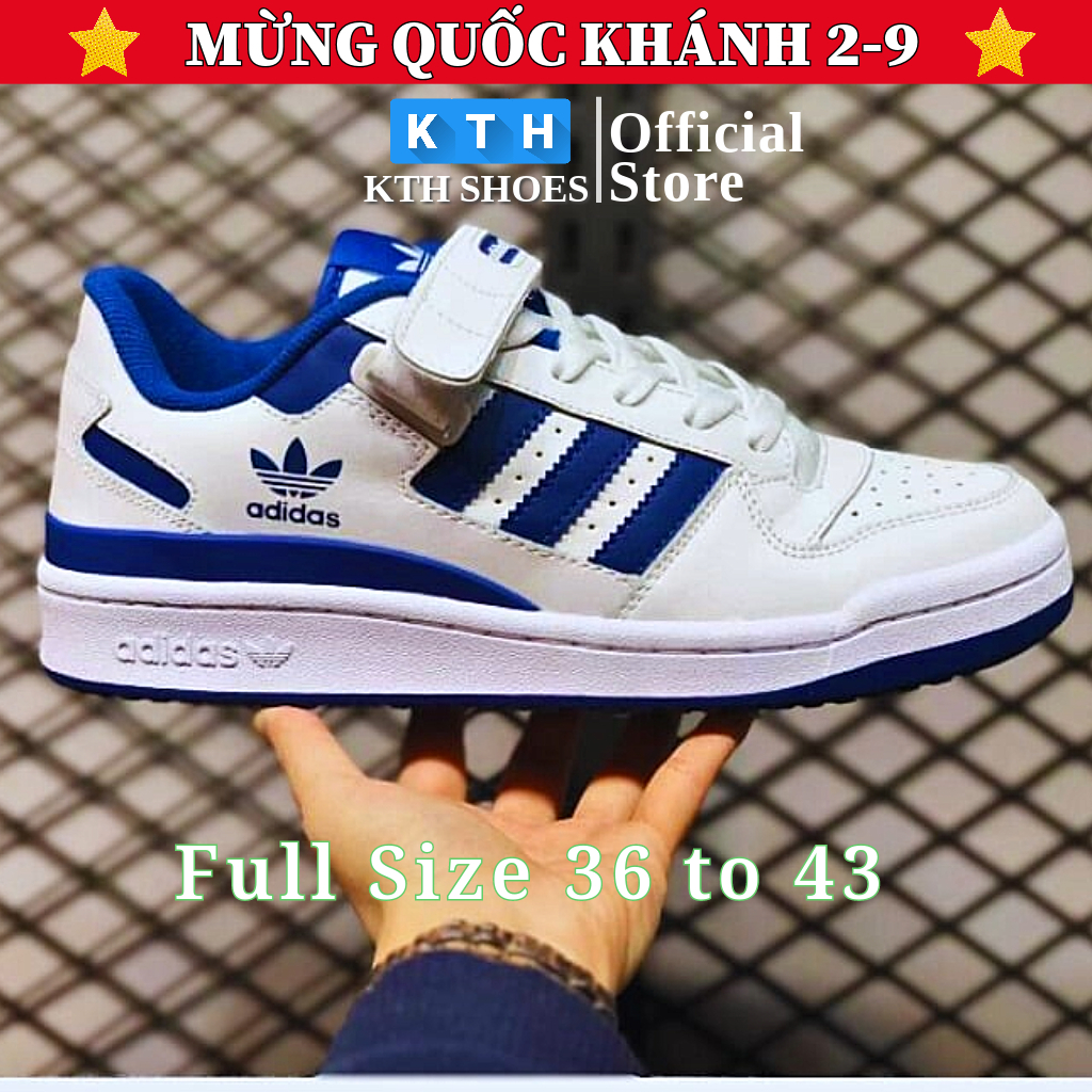 Giày Adidas Forum 84 Low White Blue - Giày Thể Thao Nam Nữ Adidas Quai Dán 3 Sọc Màu Xanh Dương Cực Êm Chân Full Box