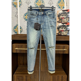 [ Hàng New 2023 ] Quần Jean Dolce Gabbana Xanh rách gối tag gương LA 1-1 on web